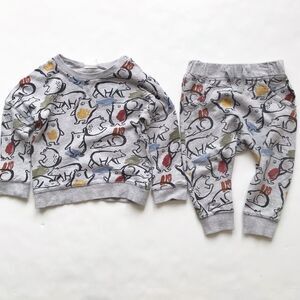 NEXT animal print sweatshirt/ jogger set VGUC 9-12 months